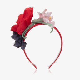 Monnalisa-طوق رأس زهرة القرمزي للبنات | Childrensalon Outlet