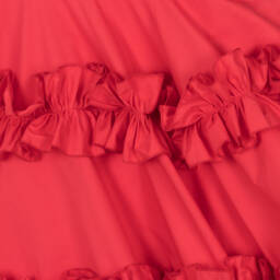 Monnalisa-Girls Scarlet Cotton Ruffle Dress | Childrensalon Outlet