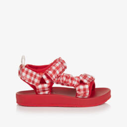 Monnalisa-Girls Scarlet Gingham Summer Sandals | Childrensalon Outlet