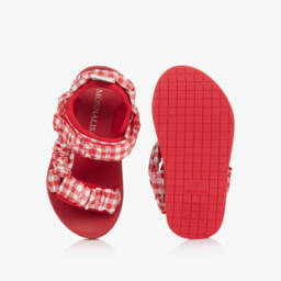 Monnalisa-Girls Scarlet Gingham Summer Sandals | Childrensalon Outlet