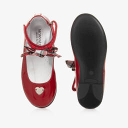 Monnalisa-Girls Scarlet Leather Bow Ballerinas | Childrensalon Outlet