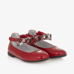Monnalisa-Girls Scarlet Leather Bow Ballerinas | Childrensalon Outlet
