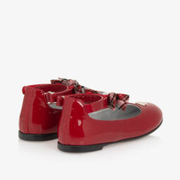 Monnalisa-Girls Scarlet Leather Bow Ballerinas | Childrensalon Outlet