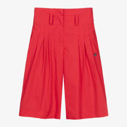 Monnalisa-Girls Scarlet Poplin Cropped Pants | Childrensalon Outlet