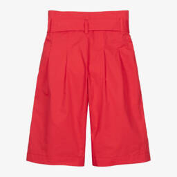 Monnalisa-Girls Scarlet Poplin Cropped Pants | Childrensalon Outlet