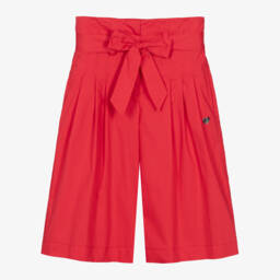 Monnalisa-Girls Scarlet Poplin Cropped Pants | Childrensalon Outlet
