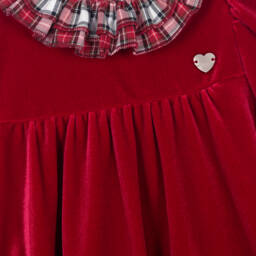 Monnalisa-Girls Scarlet Velour Ruffle Dress | Childrensalon Outlet