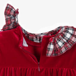 Monnalisa-Girls Scarlet Velour Ruffle Dress | Childrensalon Outlet