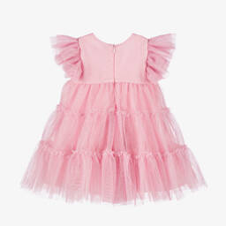 Monnalisa-Сияющее розовое тюлевое платье для девочек | Childrensalon Outlet