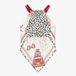 Monnalisa-Girls Silken Leopard Scarf Blouse | Childrensalon Outlet