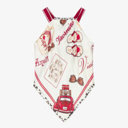 Monnalisa-Girls Silken Leopard Scarf Blouse | Childrensalon Outlet