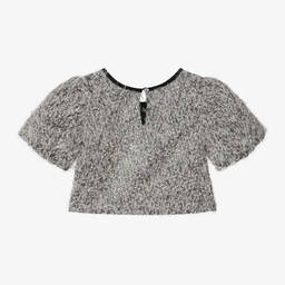 Monnalisa Chic-تيشيرت كروب لوركس لون فضّي متاليك للبنات | Childrensalon Outlet