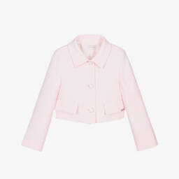 Monnalisa-Мягкий розовый пиджак для девочек | Childrensalon Outlet
