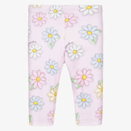 Monnalisa-Girls Soft Pink Floral Jersey Pants | Childrensalon Outlet