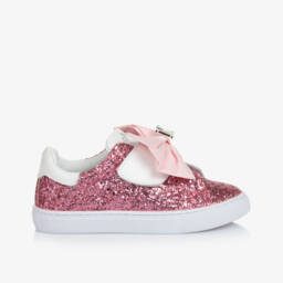 Monnalisa-حذاء رياضي وردي لامع للبنات مع فيونكة | Childrensalon Outlet