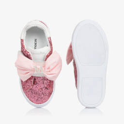 Monnalisa-حذاء رياضي وردي لامع للبنات مع فيونكة | Childrensalon Outlet