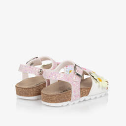 Monnalisa-Girls Sparkling Pink Floral Sandals | Childrensalon Outlet