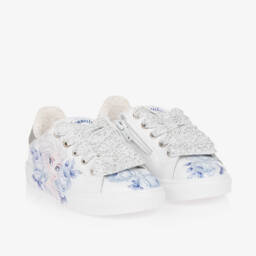 Monnalisa-Girls Sparkling White Leather Sneakers | Childrensalon Outlet