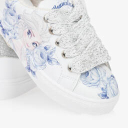 Monnalisa-Girls Sparkling White Leather Sneakers | Childrensalon Outlet