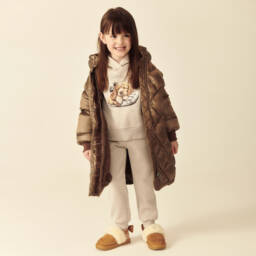 موناليزا-حذاء سليبر جلد شامواه صناعي لون بيج برّاق للبنات | Childrensalon Outlet