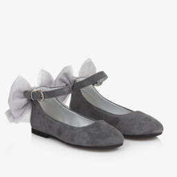 Monnalisa-Girls Suede Bow Ankle Shoes | Childrensalon Outlet