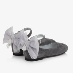 Monnalisa-Girls Suede Bow Ankle Shoes | Childrensalon Outlet
