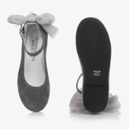 Monnalisa-Girls Suede Bow Ankle Shoes | Childrensalon Outlet
