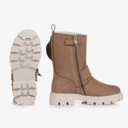 Monnalisa-Girls Suede Leather Bow Boots | Childrensalon Outlet