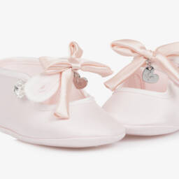 Monnalisa-Girls Twill Pink Ballet Pre-Walkers | Childrensalon Outlet