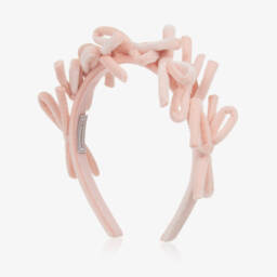 موناليزا-طوق شعر بفيونكة قطيفة لون زهري | Childrensalon Outlet