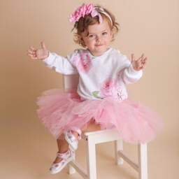 Monnalisa-Girls White Blossom Ballet Flats | Childrensalon Outlet