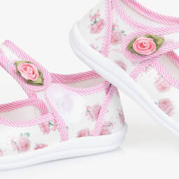 Monnalisa-Girls White Blossom Ballet Flats | Childrensalon Outlet