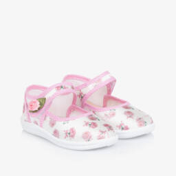 Monnalisa-Girls White Blossom Ballet Flats | Childrensalon Outlet