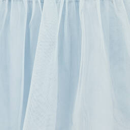 Monnalisa-فستان قطن وتول لون أبيض وأزرق | Childrensalon Outlet