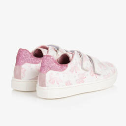 Monnalisa-Girls White Bow Print Velcro Trainers | Childrensalon Outlet