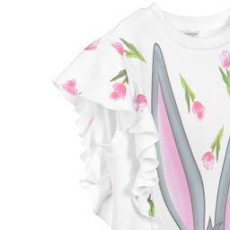 Monnalisa-Girls White Bugs Bunny Dress | Childrensalon Outlet