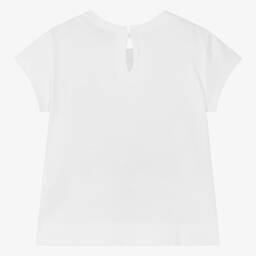 Monnalisa-Girls White Castle Print Cotton T-Shirt | Childrensalon Outlet