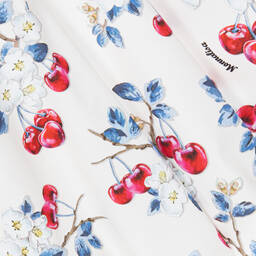 Monnalisa-Кремовое хлопковое платье с вишнями | Childrensalon Outlet