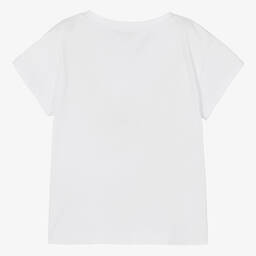 Monnalisa-Белая хлопковая футболка с вишней | Childrensalon Outlet