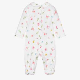 Monnalisa-Белый хлопковый комбинезон для девочек | Childrensalon Outlet