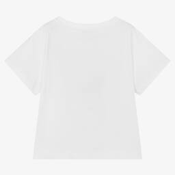 Monnalisa-Белая хлопковая футболка с шариками | Childrensalon Outlet