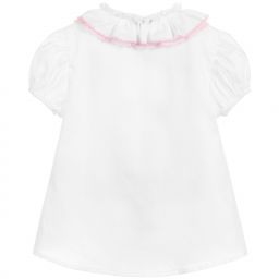 Monnalisa-Girls White Cotton Blouse | Childrensalon Outlet