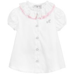 Monnalisa-Girls White Cotton Blouse | Childrensalon Outlet