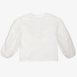 Monnalisa-Girls White Cotton Bow Blouse | Childrensalon Outlet