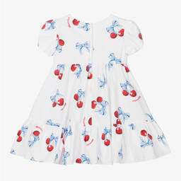 موناليزا-فستان أطفال بناتي قطن بوبلين لون أبيض | Childrensalon Outlet