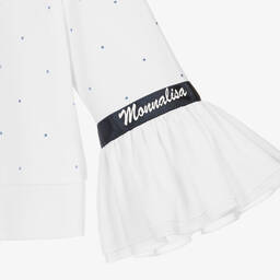 Monnalisa-Girls White Cotton Diamante Sweatshirt | Childrensalon Outlet