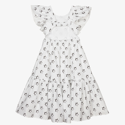 Monnalisa-Girls White Cotton Dress | Childrensalon Outlet