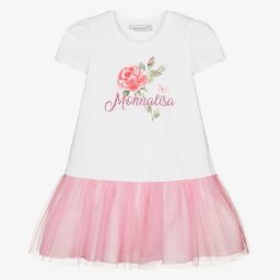 Monnalisa-Girls White Cotton Dress | Childrensalon Outlet