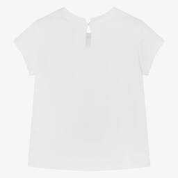 Monnalisa-Белая хлопковая футболка с цветами для девочек | Childrensalon Outlet