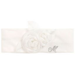 Monnalisa Chic-Girls White Cotton Headband | Childrensalon Outlet